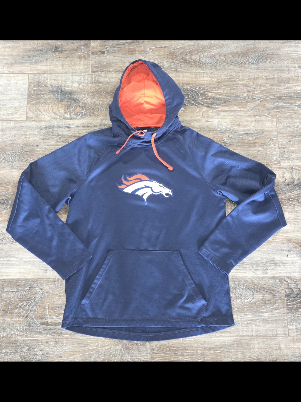 Denver Broncos Fanatics Pullover Hoodie Men’s Size L Navy Blue Team Logo Print